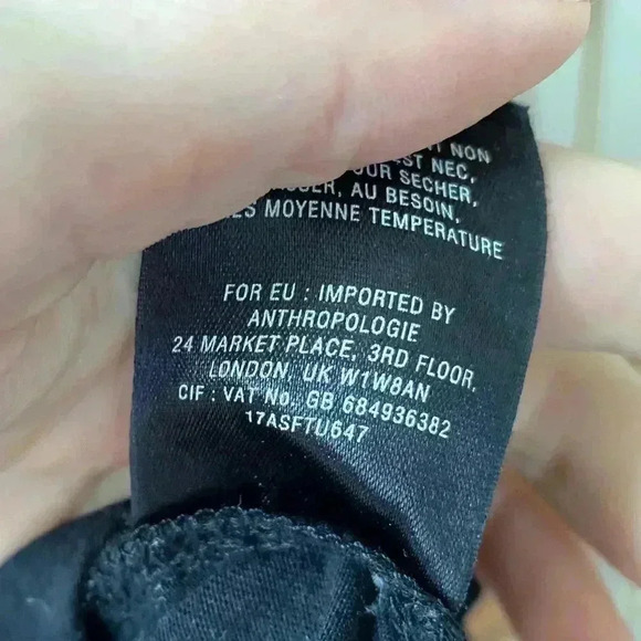 Anthropologie 9H15STCL Black Women’s Blouse with Embroidered Detail and Tie Back - Picture 5 of 6